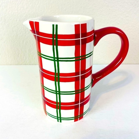 Dolly Parton Red/Green Holiday Plaid Stoneware Pitcher 47oz - Picture 1 of 6